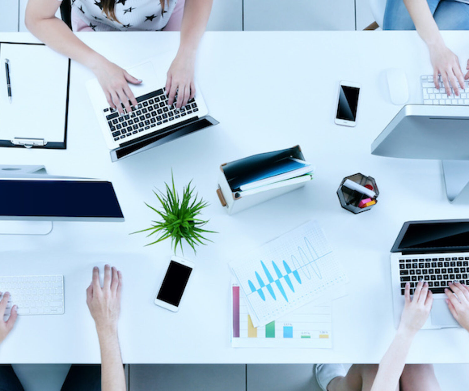 Business people working at office, closeup